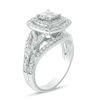 1.45 CT. T.W. Quad Princess-Cut Diamond Double Frame Twist Engagement Ring in 14K White Gold