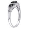 Thumbnail Image 1 of 0.99 CT. T.W. Princess-Cut Enhanced Black and White Diamond Three Stone Frame Engagement Ring in 10K White Gold