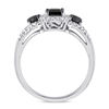 Thumbnail Image 2 of 0.99 CT. T.W. Princess-Cut Enhanced Black and White Diamond Three Stone Frame Engagement Ring in 10K White Gold