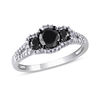 Thumbnail Image 0 of 0.98 CT. T.W. Enhanced Black and White Diamond Three Stone Frame Engagement Ring in 10K White Gold