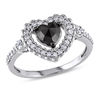 Thumbnail Image 0 of 1.01 CT. T.W. Enhanced Black Heart-Shaped and White Diamond Scallop Frame Engagement Ring in 10K White Gold