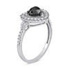 Thumbnail Image 1 of 1.01 CT. T.W. Enhanced Black Heart-Shaped and White Diamond Scallop Frame Engagement Ring in 10K White Gold