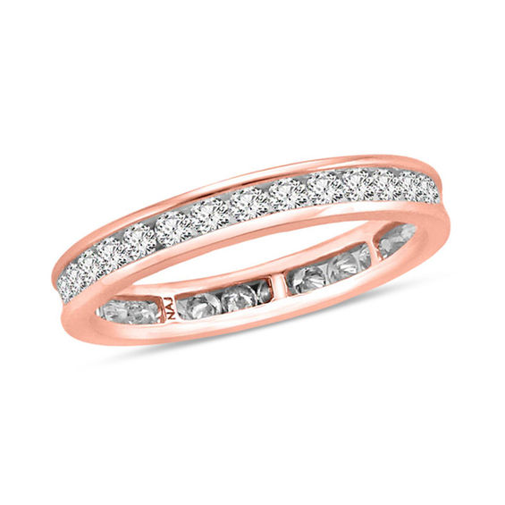 0.95 CT. T.W. Diamond Channel Set Eternity Wedding Band in 14K Rose Gold