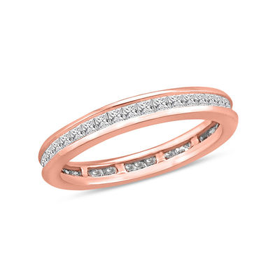 0.95 CT. T.W. Princess-Cut Diamond Eternity Wedding Band in 14K Rose Gold