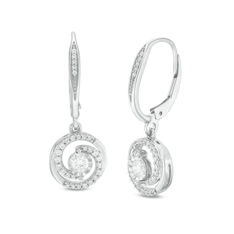 0.50 CT. T.W. Diamond Swirl Frame Drop Earrings in 10K White Gold|Peoples Jewellers
