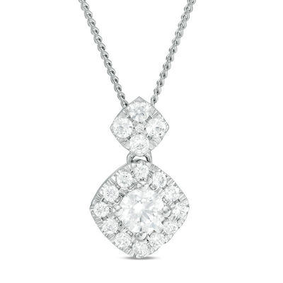 0.50 CT. T.W. Certified Canadian Diamond Tilted Square Frame Pendant in 14K White Gold (I/I2) - 17"