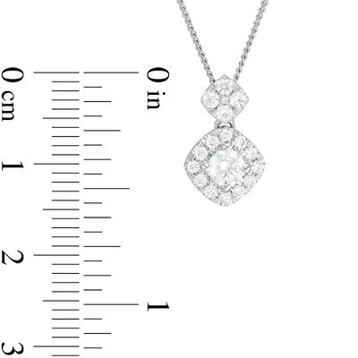 0.50 CT. T.W. Certified Canadian Diamond Tilted Square Frame Pendant in 14K White Gold (I/I2) - 17"