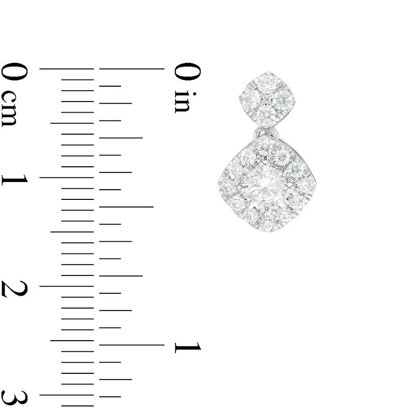 1.00 CT. T.W. Certified Canadian Diamond Tilted Square Frame Drop Earrings in 14K White Gold (I/I2)