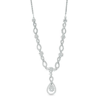 1.00 CT. T.W. Composite Diamond Teardrop Infinity Necklace in 10K White Gold - 17"