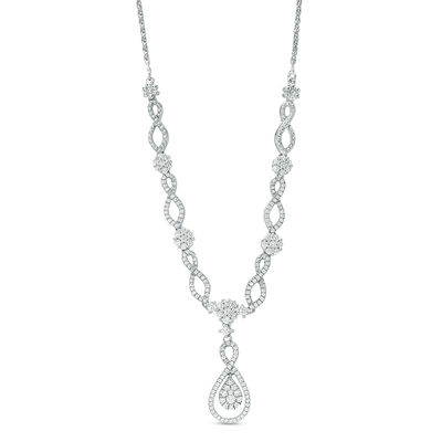 1.00 CT. T.W. Composite Diamond Teardrop Infinity Necklace in 10K White Gold - 17"