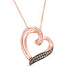 Thumbnail Image 0 of 0.10 CT. T.W. Champagne and White Diamond Tilted Heart Pendant in 10K Rose Gold