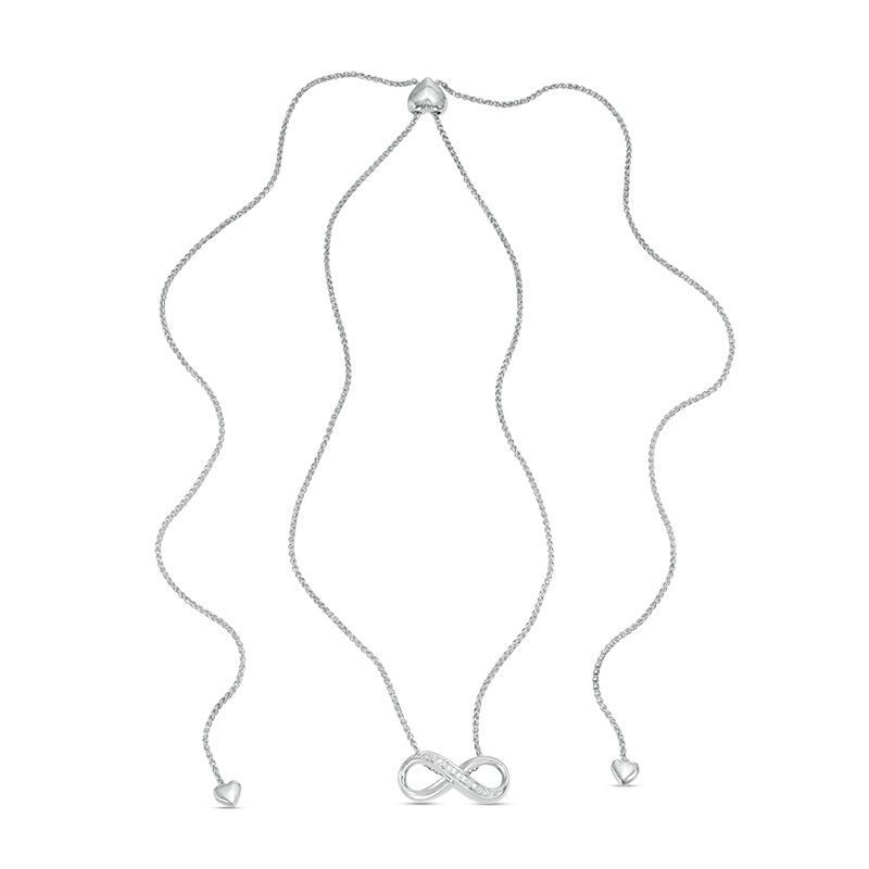 Diamond Accent Infinity Bolo Necklace in Sterling Silver - 30"|Peoples Jewellers