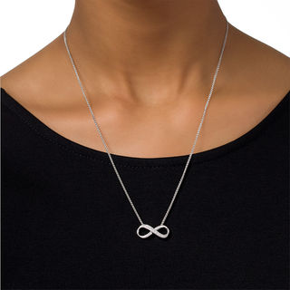 Diamond Accent Infinity Bolo Necklace in Sterling Silver - 30"