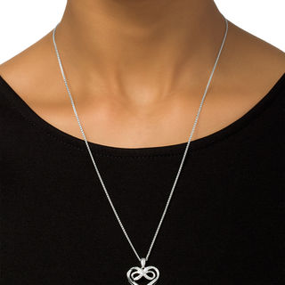 Diamond Accent Infinity Heart Bolo Necklace in Sterling Silver - 30"