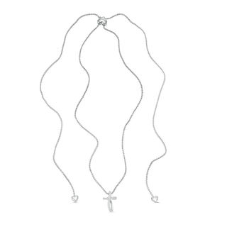 Diamond Accent Loop Cross Bolo Necklace in Sterling Silver - 30"