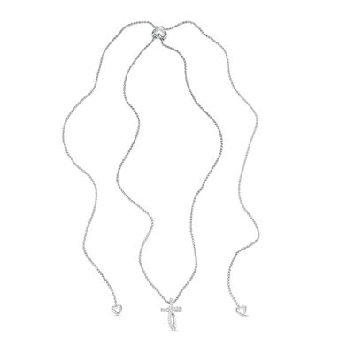 Diamond Accent Loop Cross Bolo Necklace in Sterling Silver - 30"