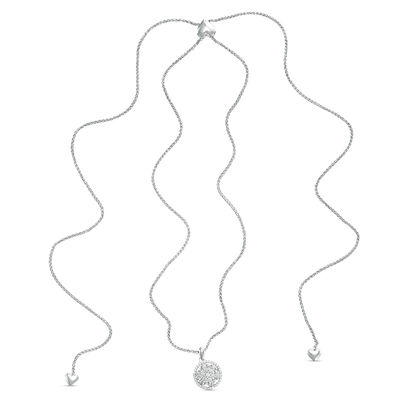 0.45 CT. T.W. Diamond Wheel Bolo Necklace in Sterling Silver - 30"