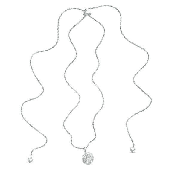 0.45 CT. T.W. Diamond Wheel Bolo Necklace in Sterling Silver - 30"