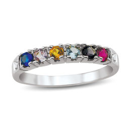 Mother's Birthstone and Diamond Accent Band (3-7 Stones)