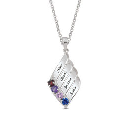 Mother's Birthstone Marquise-Shaped Multi-Row Pendant (4 Stones and Names)
