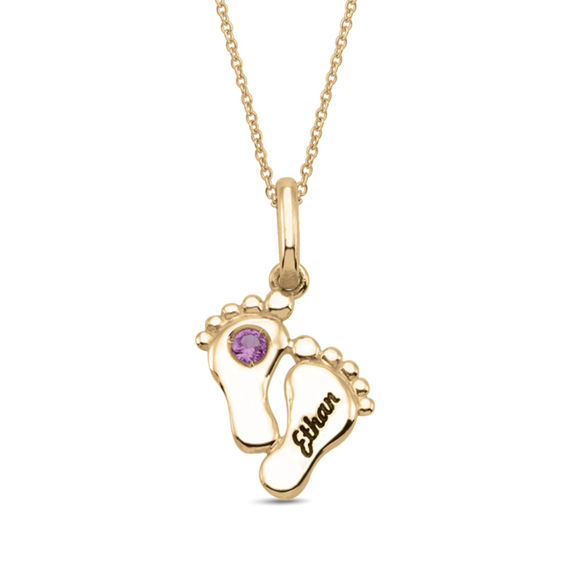 footprint birthstone necklace