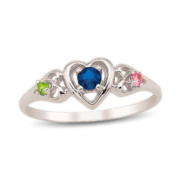 Mother's Birthstone Triple Heart Ring (3 Stones)