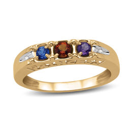 Daughter's Birthstone and Diamond Accent &quot;PRINCESS&quot; Ring (3 Stones)