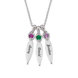 Mother's Birthstone Leaf Charm Pendant (1-5 Stones and Names)