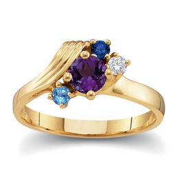 Mother's Birthstone Cluster Multi-Row &quot;V&quot; Ring (2-9 Stones)