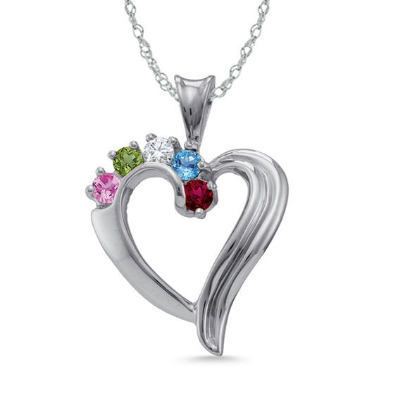 NANA Halo Tower Mothers Birthstone Necklace 3 to 6 Stones Silver or 10k  Gold | eBay