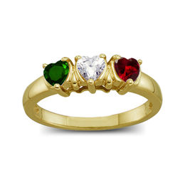 Mother's 4.0mm Heart-Shaped Birthstone Ring (2-5 Stones)