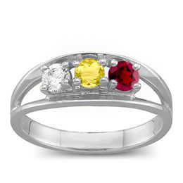 Mother's Birthstone Split Shank Ring (2-6 Stones)