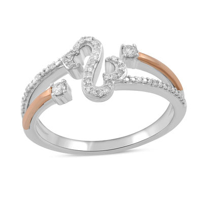 Open Hearts by Jane Seymour™ 0.13 CT. T.W. Diamond Open Shank Ring in Sterling Silver and 10K Rose Gold