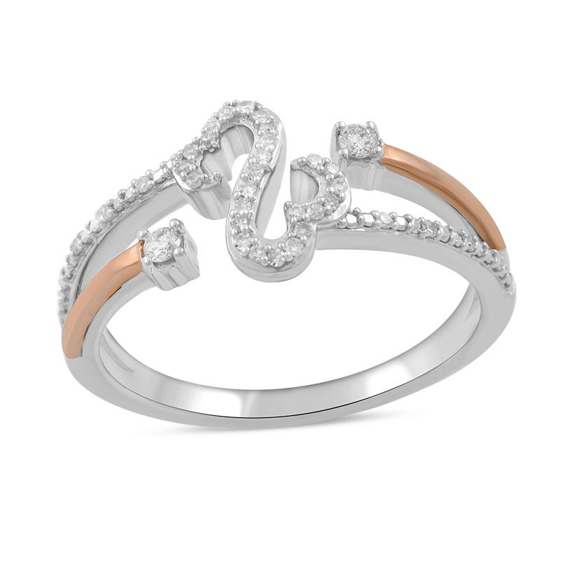 Open Hearts by Jane Seymour™ 0.13 CT. T.W. Diamond Open Shank Ring in Sterling Silver and 10K Rose Gold|Peoples Jewellers