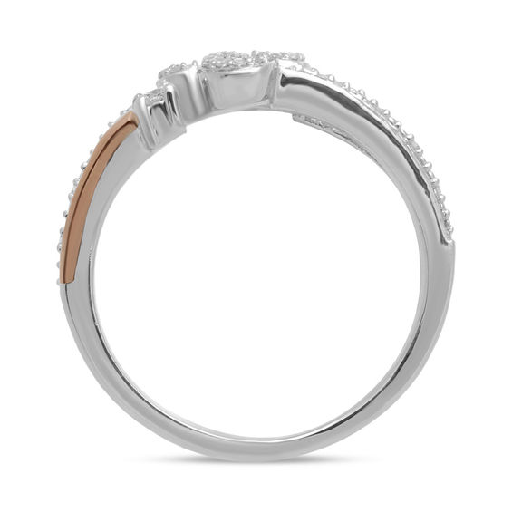 Open Hearts by Jane Seymour™ 0.13 CT. T.W. Diamond Open Shank Ring in Sterling Silver and 10K Rose Gold