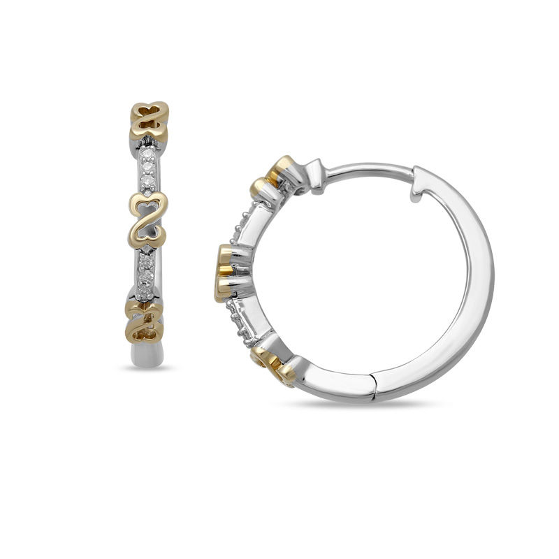 Open Hearts by Jane Seymour™ Diamond Accent Hoop Earrings in Sterling Silver and 10K Gold|Peoples Jewellers