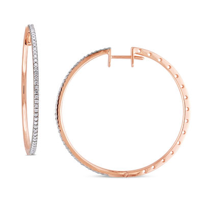 0.50 CT. T.W. Diamond Hoop Earrings in 10K Rose Gold