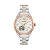 Ladies' Bulova Automatic Diamond Accent Two-Tone Watch with Mother-of-Pearl Skeleton Dial (Model: 98P170)