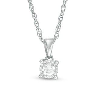 0.10 CT. Diamond Solitaire Pendant in 10K White Gold