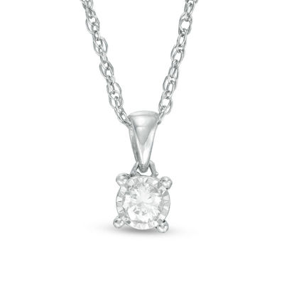 0.10 CT. Diamond Solitaire Pendant in 10K White Gold