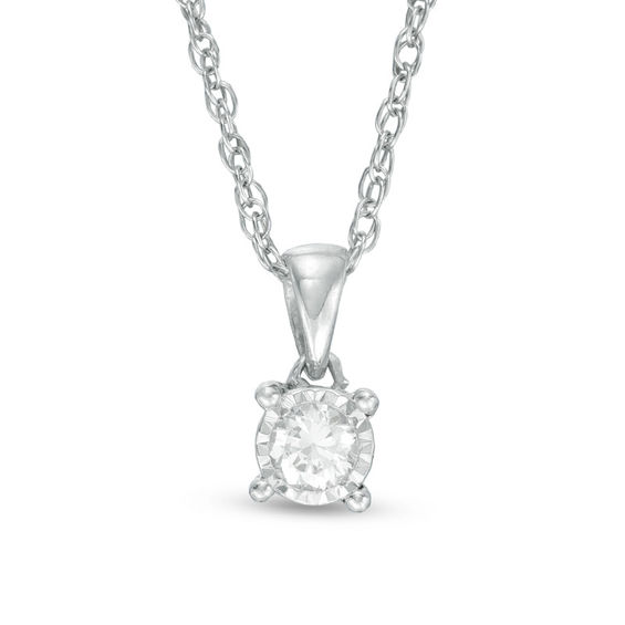 0.10 CT. Diamond Solitaire Pendant in 10K White Gold