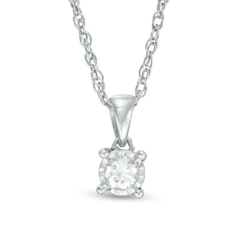 0.10 CT. Diamond Solitaire Pendant in 10K White Gold|Peoples Jewellers