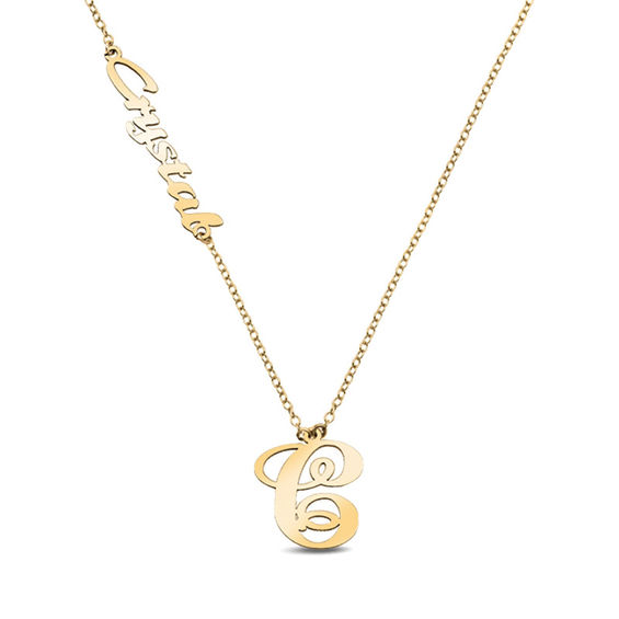 Name and Initial Necklace (1 Line and 1 Initial) | Peoples Jewellers