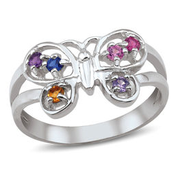 Mother's Birthstone Butterfly Split Shank Ring (4-6 Stones)