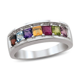 Mother's Princess-Cut Birthstone Ring (3-7 Stones)