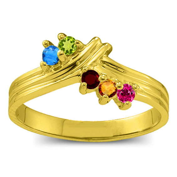 Mother's Birthstone Multi-Row Criss-Cross Ring (3-8 Stones) | Peoples ...