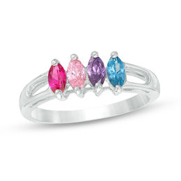 Mother's Marquise Birthstone Split Shank Ring (2-7 Stones)