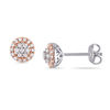 Thumbnail Image 0 of 0.25 CT. T.W. Multi-Diamond Frame Stud Earrings in Two-Tone Sterling Silver