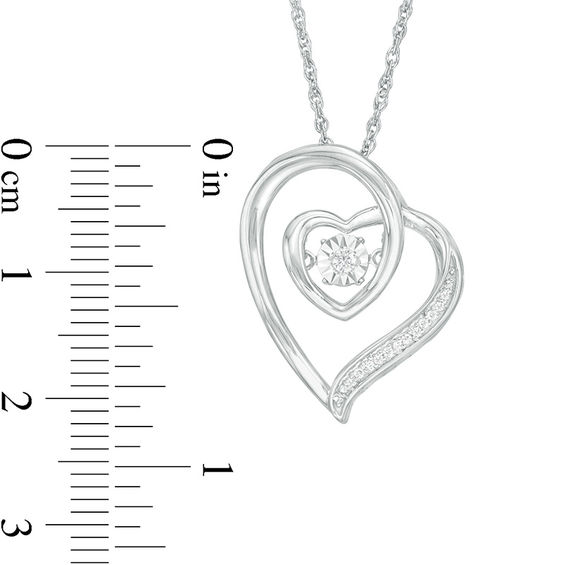 Unstoppable Love™ 0.07 CT. T.W. Diamond Double Tilted Heart Pendant in Sterling Silver