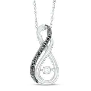 Unstoppable Love™ 0.15 CT. T.W. Enhanced Black and White Diamond Infinity Pendant in Sterling Silver